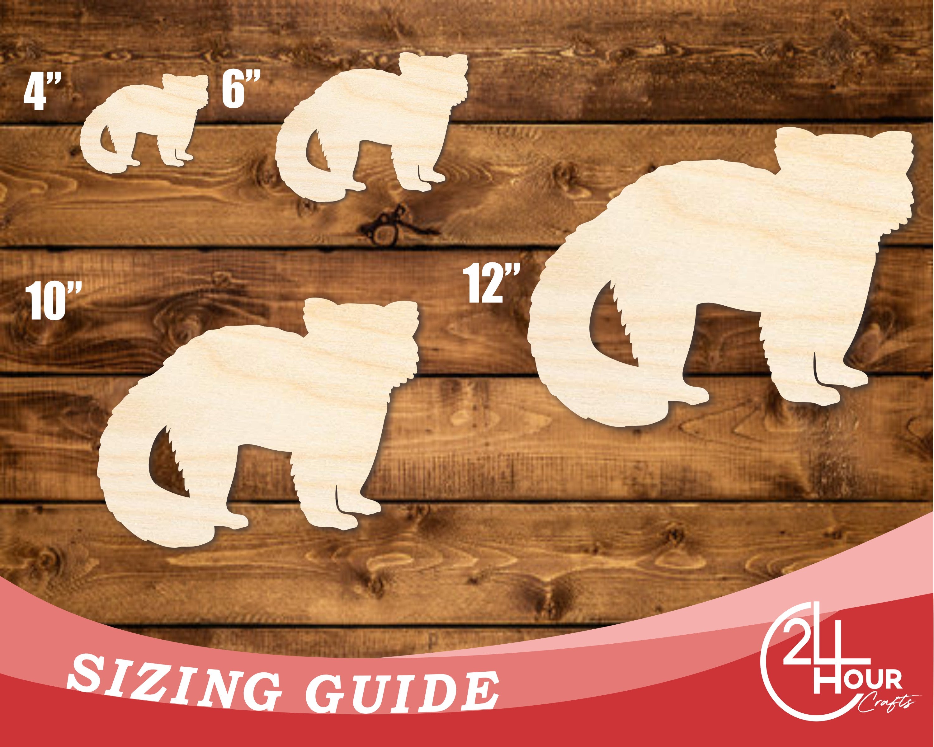 Unfinished Wood Red Panda Shape - Craft - up to 46
