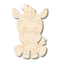 Load image into Gallery viewer, Unfinished Wood Etched Zebra Shape | Paint By Line Crafts | up to 30&quot; DIY
