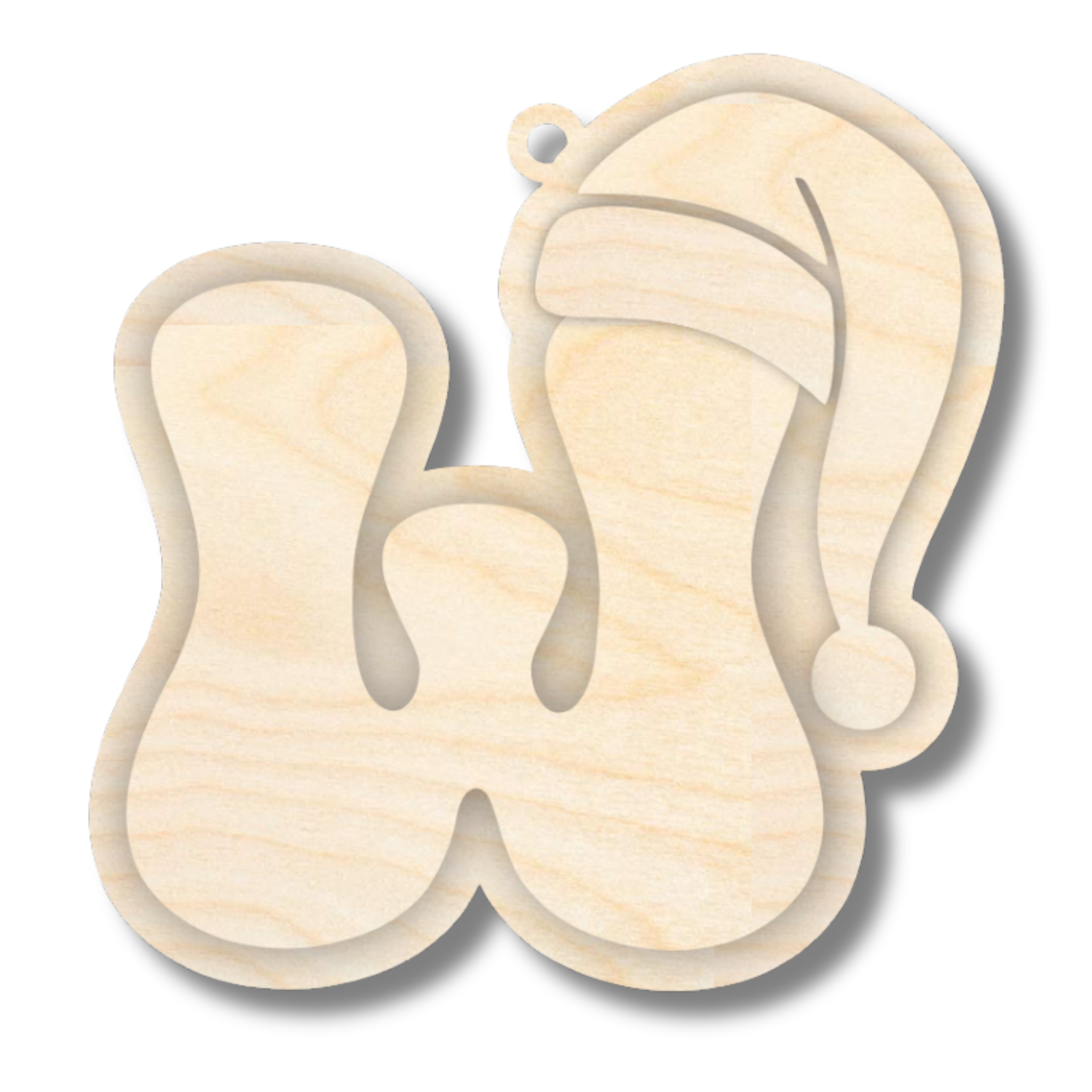Unfinished Wood Layered Letter Santa Hat Tags | A-Z | 4 Piece | 6