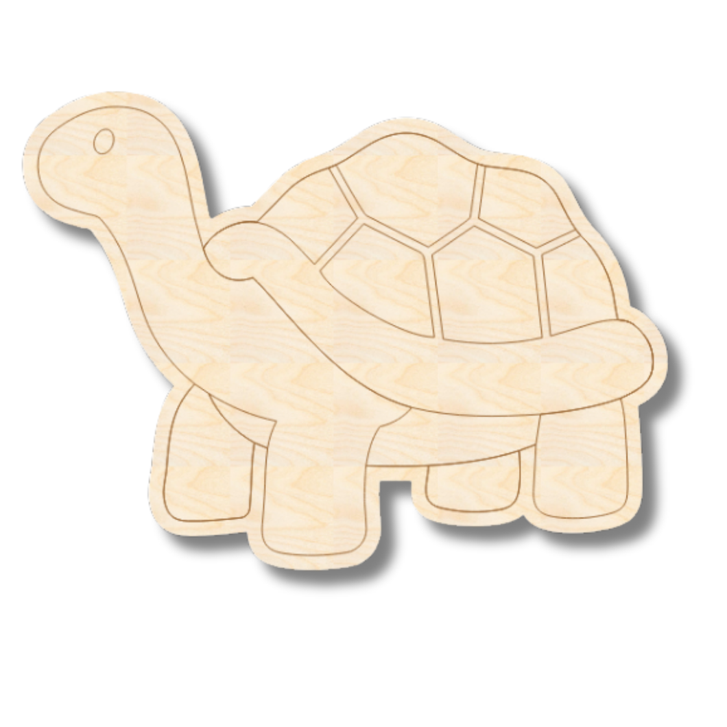 Unfinished Wood Etched Tortoise Shape | Paint By Line Crafts | up to 30