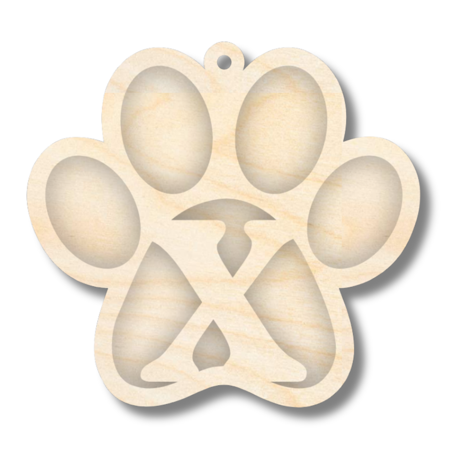 Unfinished Wood Layered Letter Paw Print Tags | A-Z | 2 Piece | 5