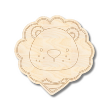 Load image into Gallery viewer, Unfinished Wood Etched Lion Head Shape | Paint By Line Crafts | up to 30&quot; DIY
