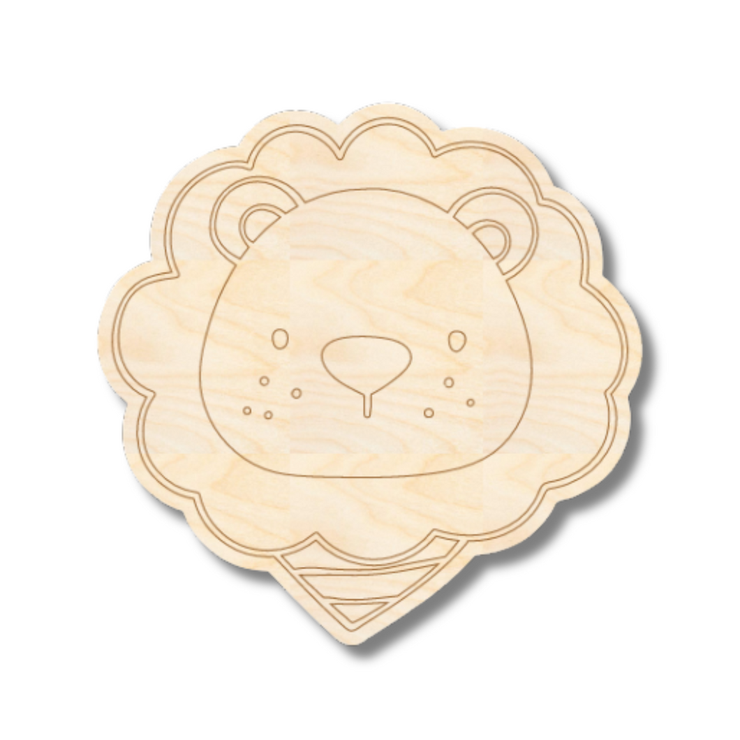 Unfinished Wood Etched Lion Head Shape | Paint By Line Crafts | up to 30