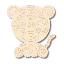 Load image into Gallery viewer, Unfinished Wood Etched Cheetah Shape | Paint By Line Crafts | up to 30&quot; DIY
