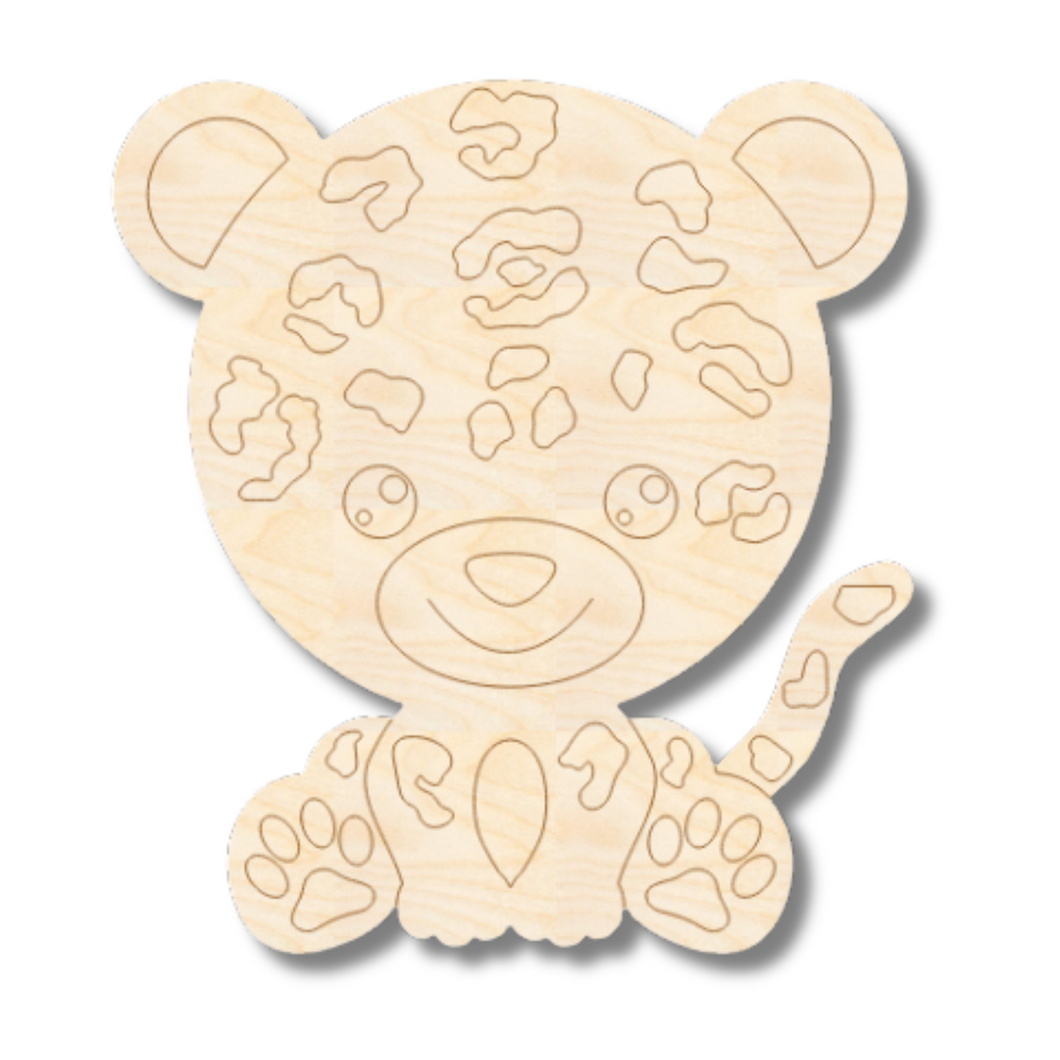 Unfinished Wood Etched Cheetah Shape | Paint By Line Crafts | up to 30