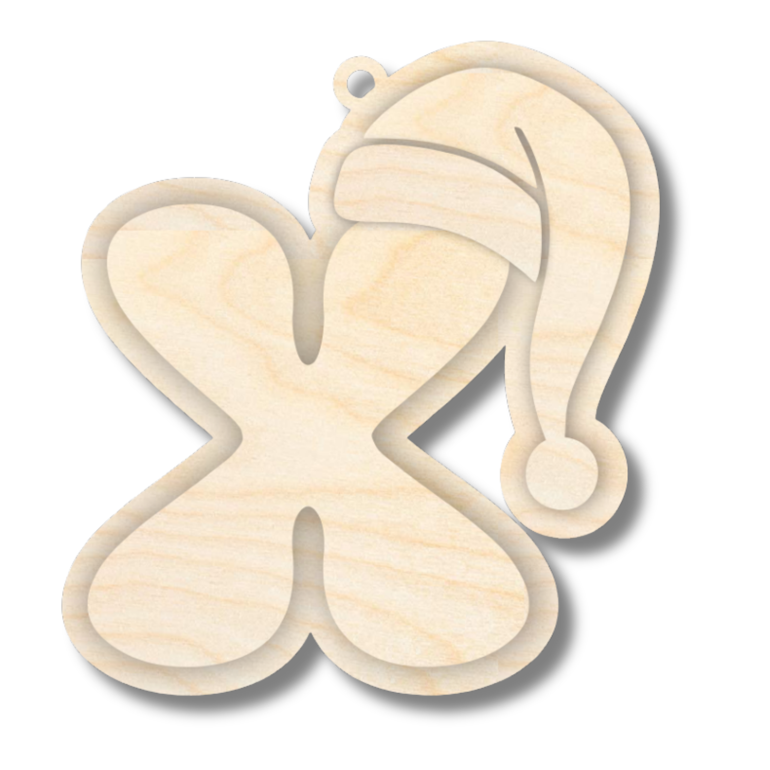 Unfinished Wood Layered Letter Santa Hat Tags | A-Z | 4 Piece | 6