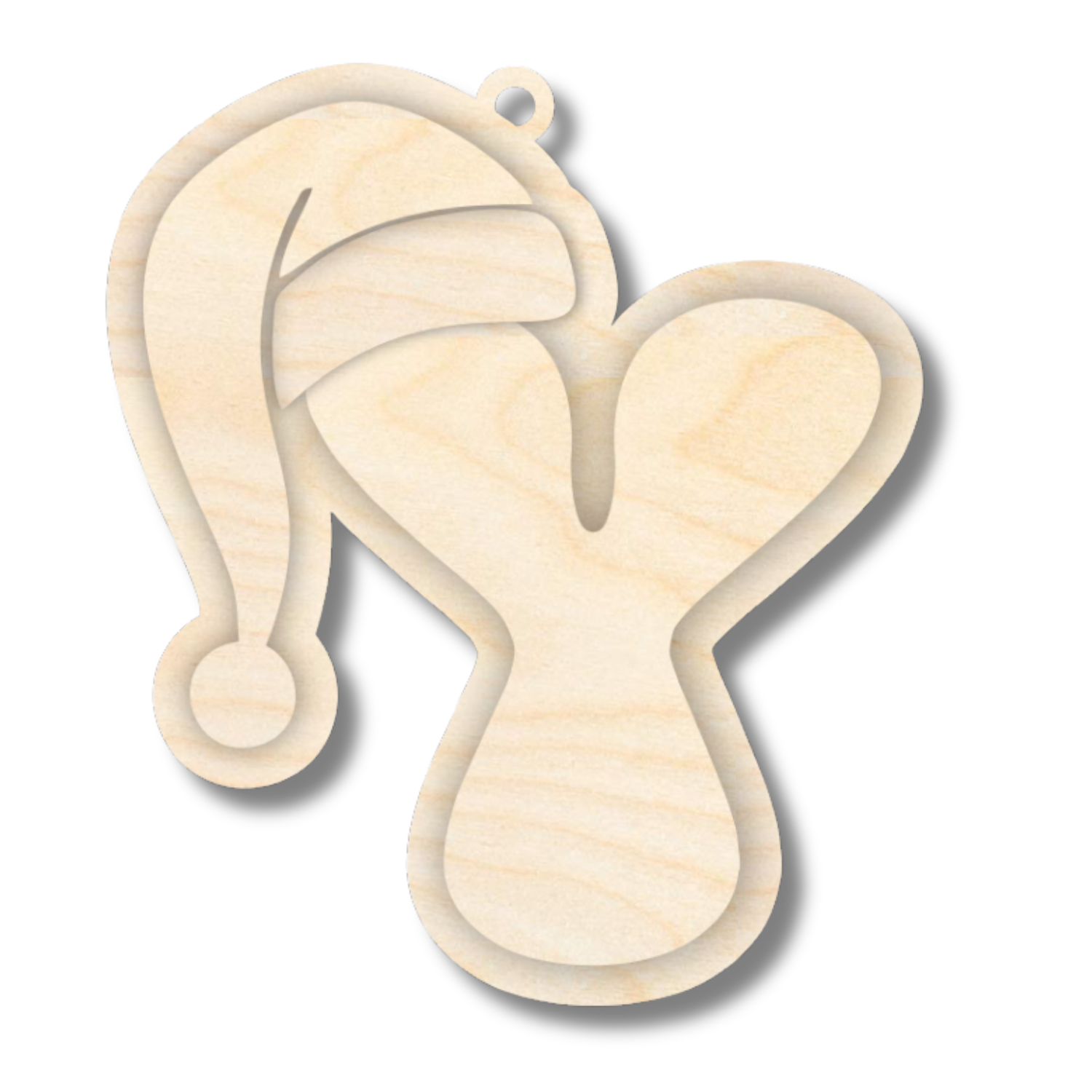Unfinished Wood Layered Letter Santa Hat Tags | A-Z | 4 Piece | 6