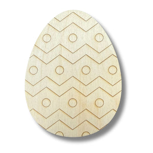 Unfinished Wood Etched Zig Zag Pattern Egg Shape | Paint By Line Crafts | up to 30" DIY