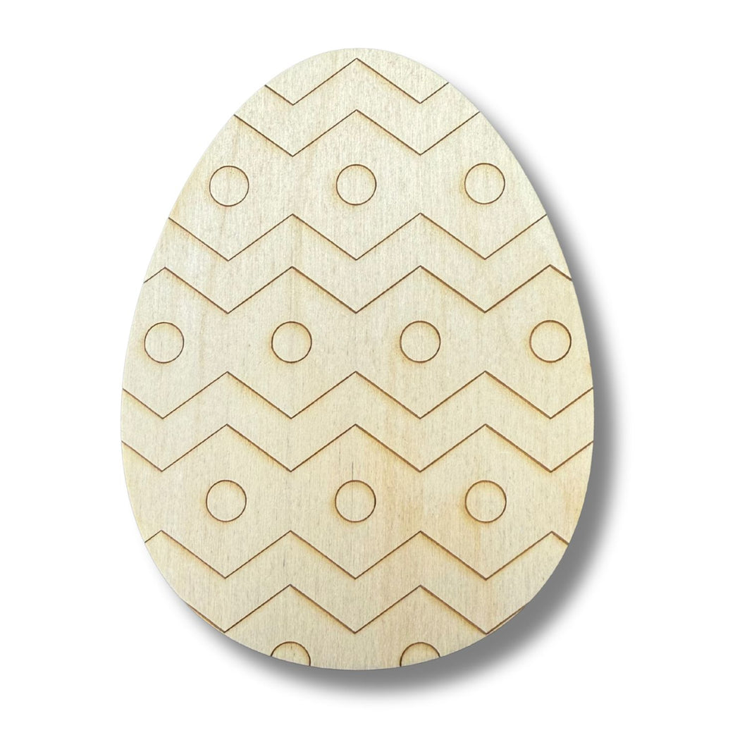 Unfinished Wood Etched Zig Zag Pattern Egg Shape | Paint By Line Crafts | up to 30