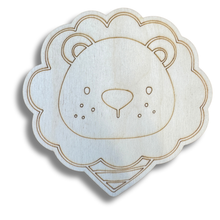 Load image into Gallery viewer, Unfinished Wood Etched Lion Head Shape | Paint By Line Crafts | up to 30&quot; DIY
