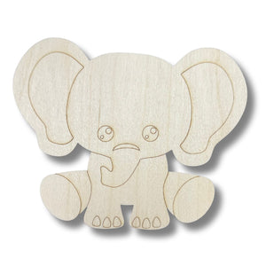 Unfinished Wood Etched Elephant Shape | Paint By Line Crafts | up to 30" DIY