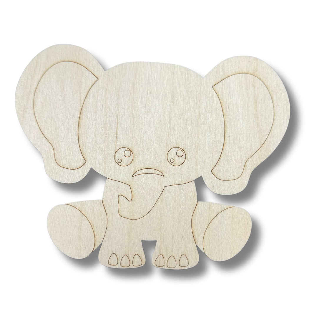 Unfinished Wood Etched Elephant Shape | Paint By Line Crafts | up to 30