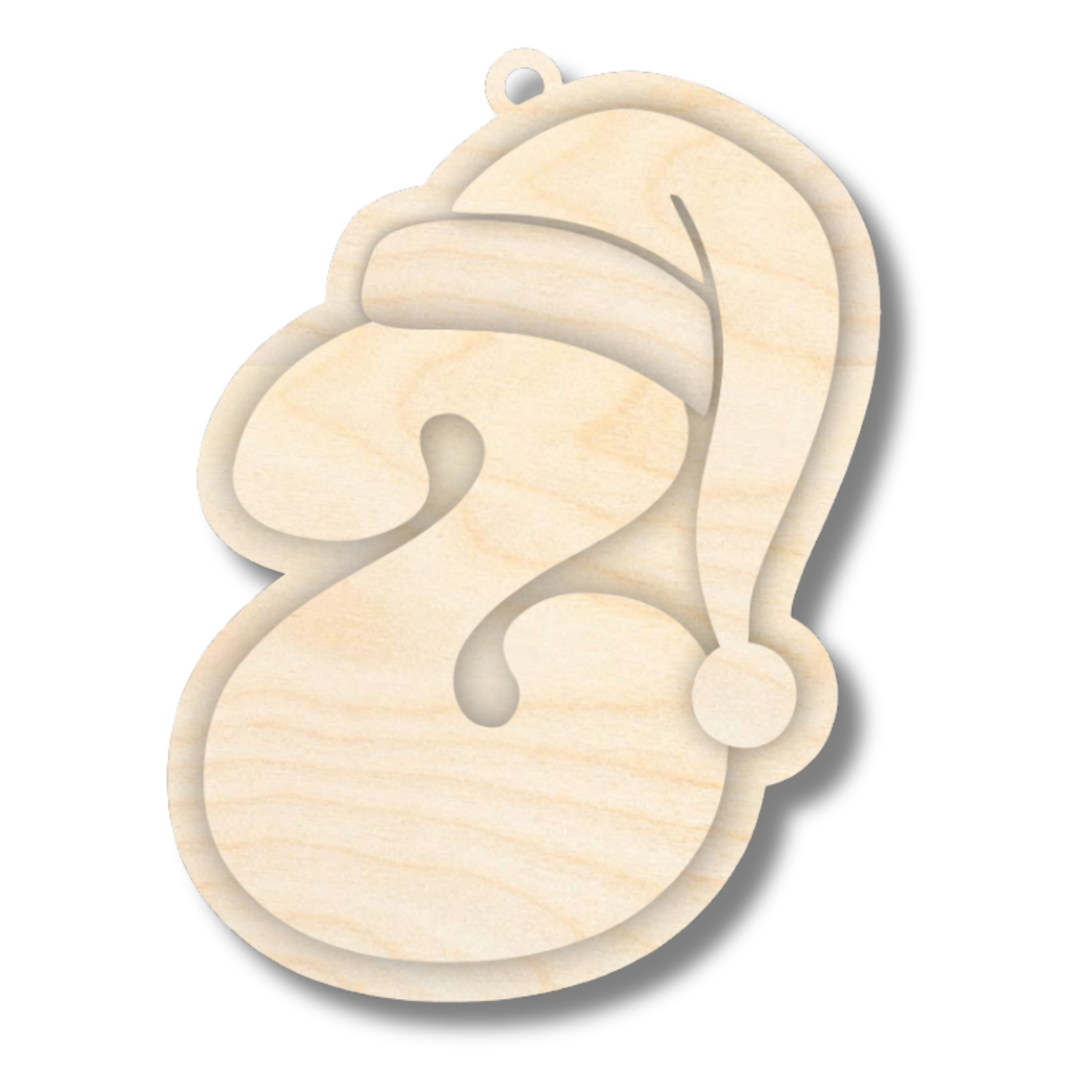 Unfinished Wood Layered Letter Santa Hat Tags | A-Z | 4 Piece | 6