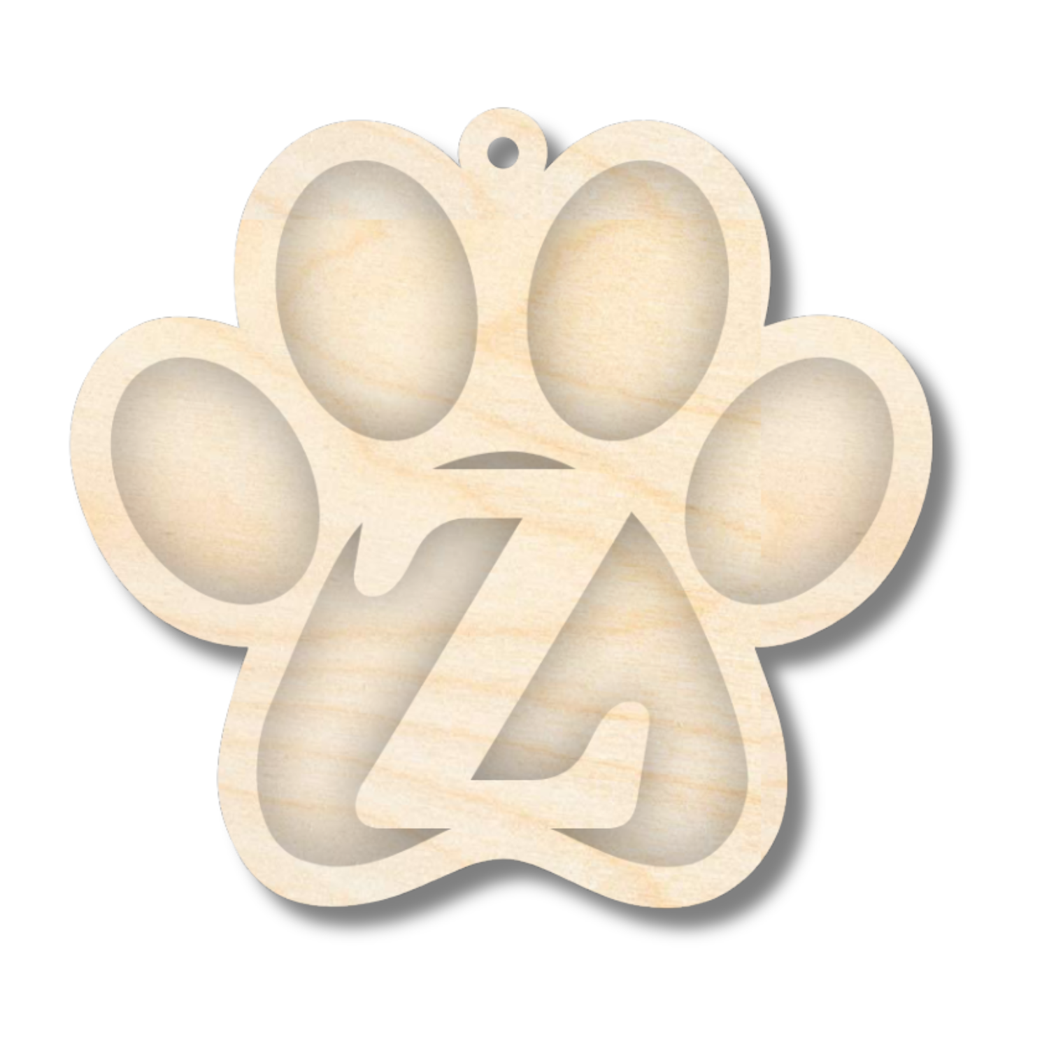 Unfinished Wood Layered Letter Paw Print Tags | A-Z | 2 Piece | 5