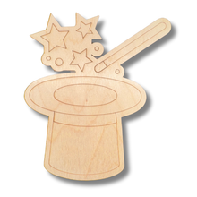 Load image into Gallery viewer, Unfinished Wood Etched Magic Hat Shape | Paint By Line Crafts | up to 30&quot; DIY
