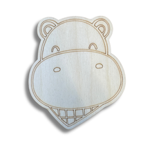 Load image into Gallery viewer, Unfinished Wood Etched Hippo Head Shape | Paint By Line Crafts | up to 30&quot; DIY
