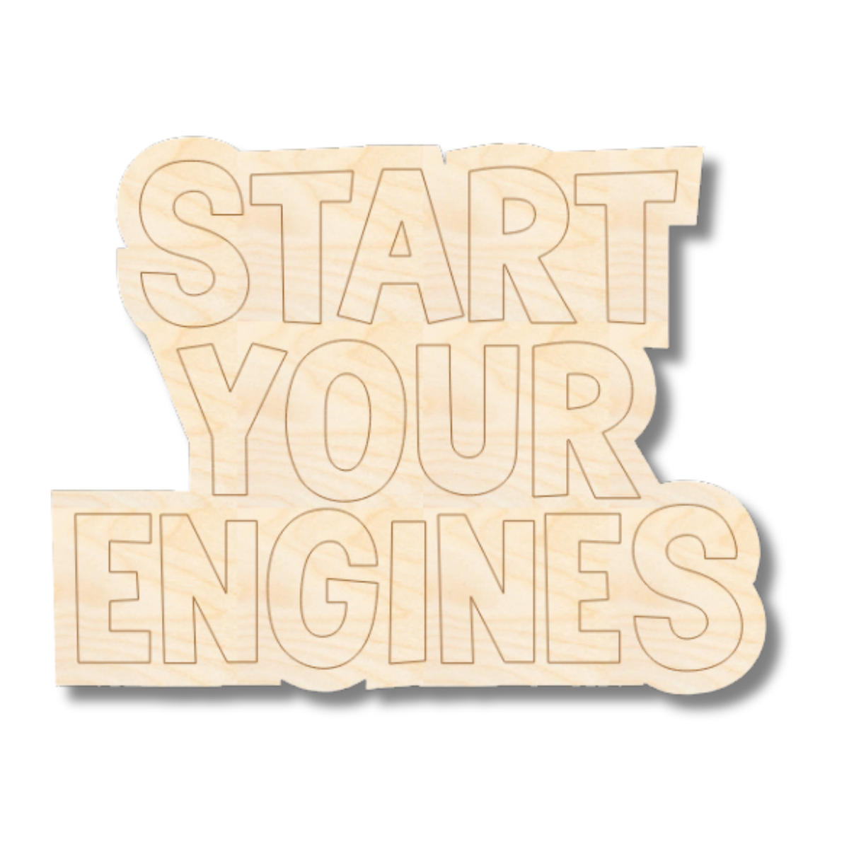 Unfinished Wood Etched Start Your Engines Shape | Paint By Line Crafts ...