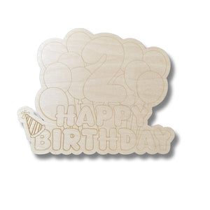 Unfinished Wood Etched 2nd Birthday Balloons Shape | Paint By Line Crafts | up to 30" DIY