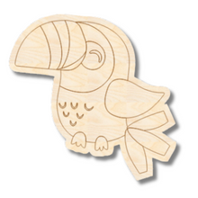 Load image into Gallery viewer, Unfinished Wood Etched Tucan Shape | Paint By Line Crafts | up to 30&quot; DIY

