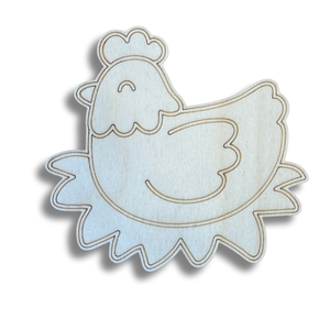 Unfinished Wood Etched Farm Chicken Shape | Paint By Line Crafts | up to 30" DIY