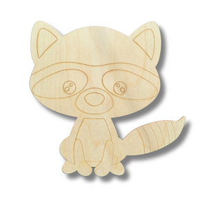 Unfinished Wood Etched Raccoon Shape | Paint By Line Crafts | up to 30" DIY