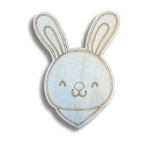 Load image into Gallery viewer, Unfinished Wood Etched Bunny Head Shape | Paint By Line Crafts | up to 30&quot; DIY
