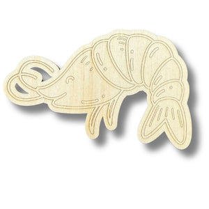 Unfinished Wood Etched Shrimp Shape | Paint By Line Crafts | up to 30" DIY