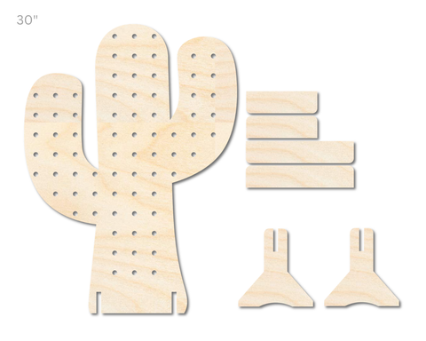 Unfinished Wood Cactus Standing Peg Board  | Standing Wood Peg Board | 1/2" & 1/4" Thick Wood | up to 40"
