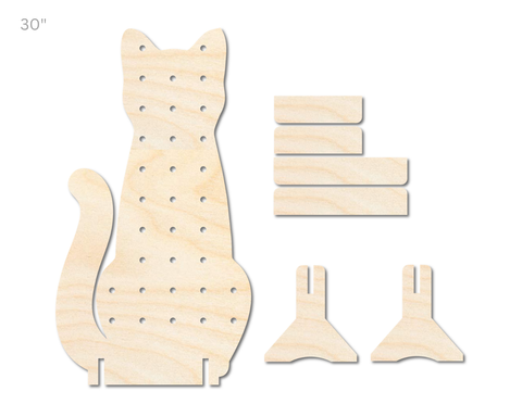 Unfinished Wood Cat Standing Peg Board  | Standing Wood Peg Board | 1/2" & 1/4" Thick Wood | up to 40"