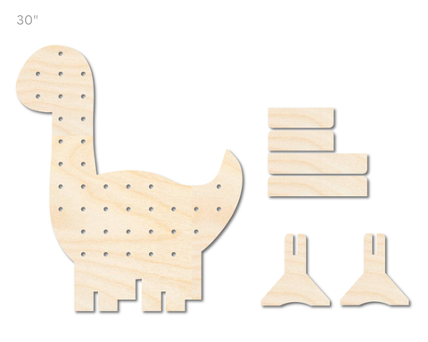 Unfinished Wood Dinosaur Standing Peg Board  | Standing Wood Peg Board | 1/2" & 1/4" Thick Wood | up to 40"