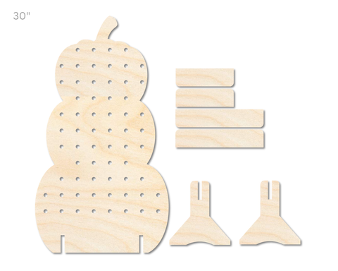 Unfinished Wood Stacked Pumpkins Standing Peg Board  | Standing Wood Peg Board | 1/2" & 1/4" Thick Wood | up to 40"
