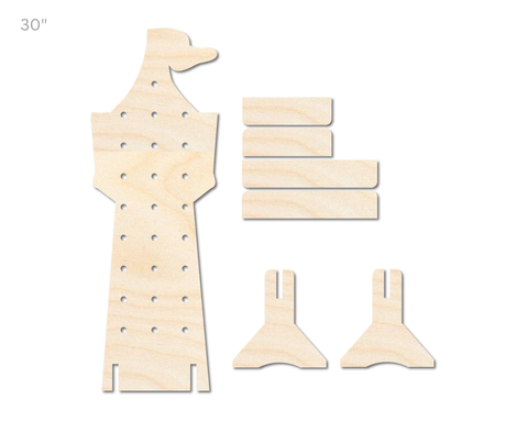 Unfinished Wood Tower Standing Peg Board  | Standing Wood Peg Board | 1/2" & 1/4" Thick Wood | up to 40"