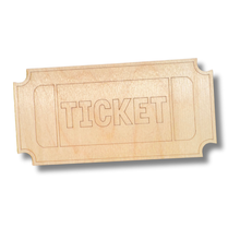 Load image into Gallery viewer, Unfinished Wood Etched Ticket Shape | Paint By Line Crafts | up to 30&quot; DIY

