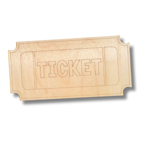 Unfinished Wood Etched Ticket Shape | Paint By Line Crafts | up to 30" DIY