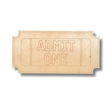 Load image into Gallery viewer, Unfinished Wood Etched Admit One Ticket Shape | Paint By Line Crafts | up to 30&quot; DIY
