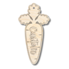 Load image into Gallery viewer, Unfinished Wood Custom Long Carrot Gift Tag | 3 Piece | Layered Gift Tags | up to 6&quot; DIY
