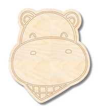 Load image into Gallery viewer, Unfinished Wood Etched Hippo Head Shape | Paint By Line Crafts | up to 30&quot; DIY
