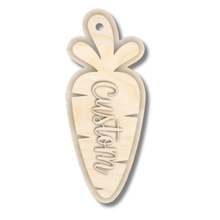 Load image into Gallery viewer, Unfinished Wood Custom Medium Carrot Gift Tag | 3 Piece | Layered Gift Tags | up to 6&quot; DIY
