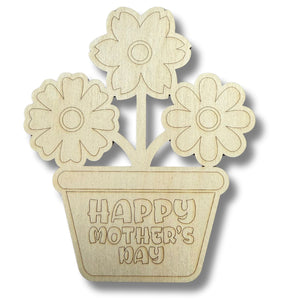 Unfinished Wood Etched Mother's Day Flowers Shape | Paint By Line Crafts | up to 30" DIY