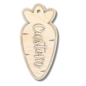 Unfinished Wood Custom Short Carrot Gift Tag | 3 Piece | Layered Gift Tags | up to 6" DIY