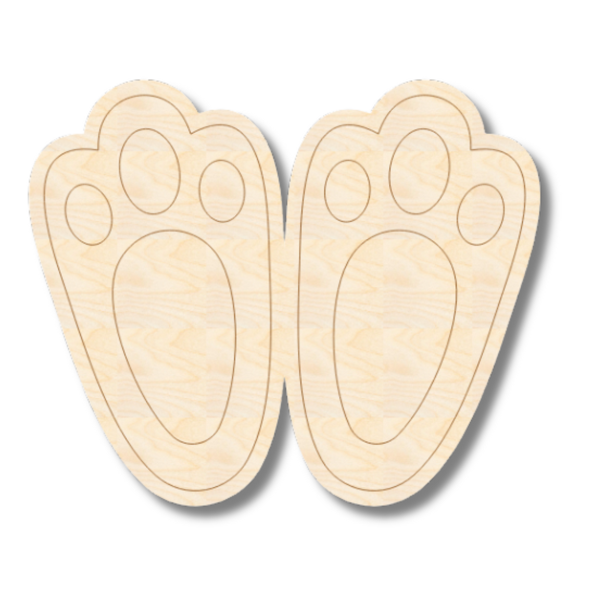 Unfinished Wood Etched Bunny Feet Shape | Paint By Line Crafts | up to ...