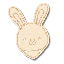 Load image into Gallery viewer, Unfinished Wood Etched Bunny Head Shape | Paint By Line Crafts | up to 30&quot; DIY
