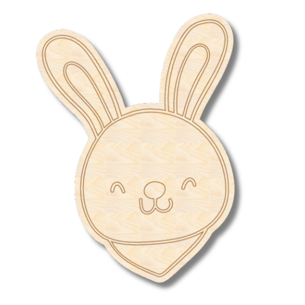 Unfinished Wood Etched Bunny Head Shape | Paint By Line Crafts | up to 30