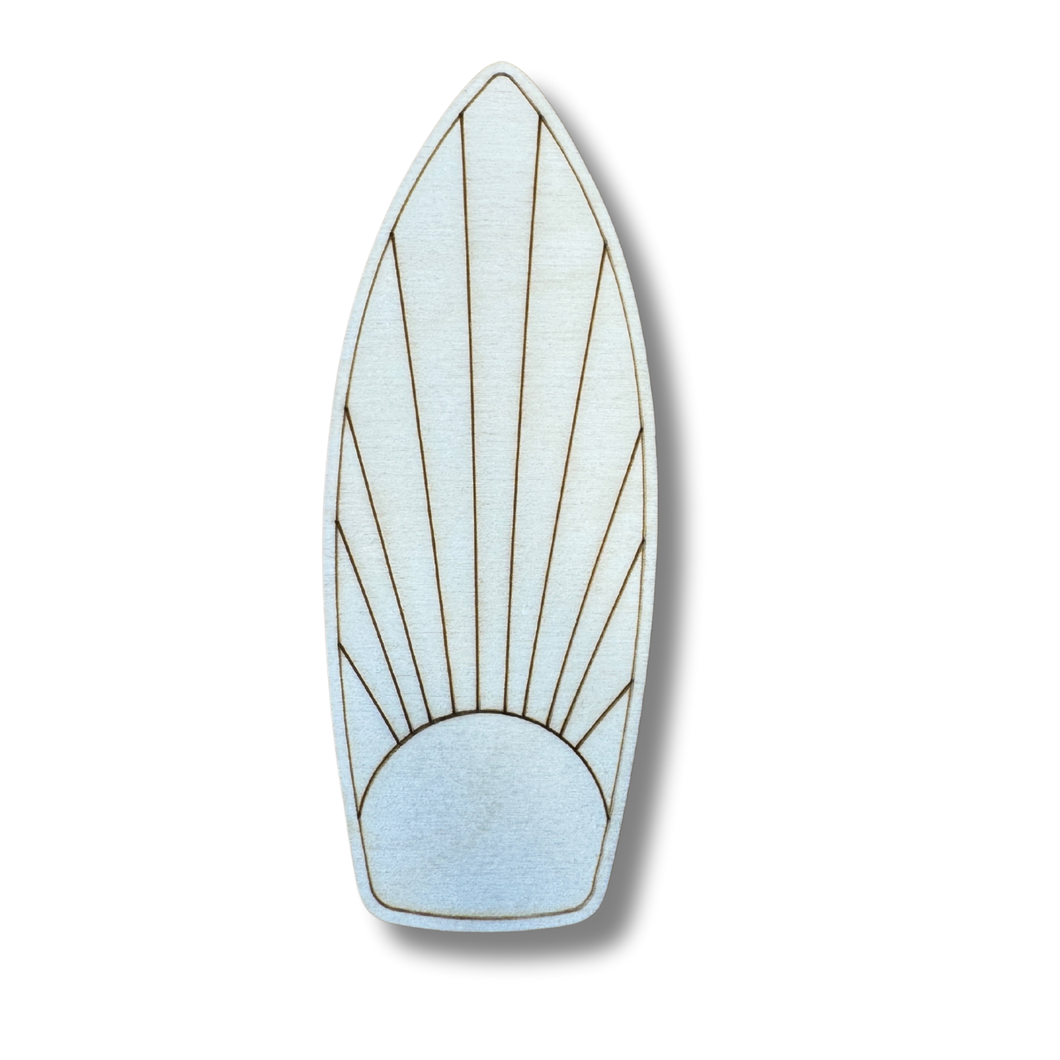 Unfinished Wood Etched Sun Surfboard Shape | Paint By Line Crafts | up to 30