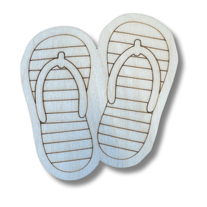 Unfinished Wood Etched Flip Flop Shape | Paint By Line Crafts | up to 30" DIY