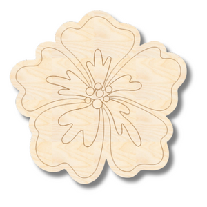Unfinished Wood Etched Beach Flower Shape | Paint By Line Crafts | up to 30" DIY