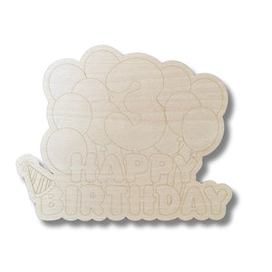 Unfinished Wood Etched 3rd Birthday Balloons Shape | Paint By Line Crafts | up to 30" DIY