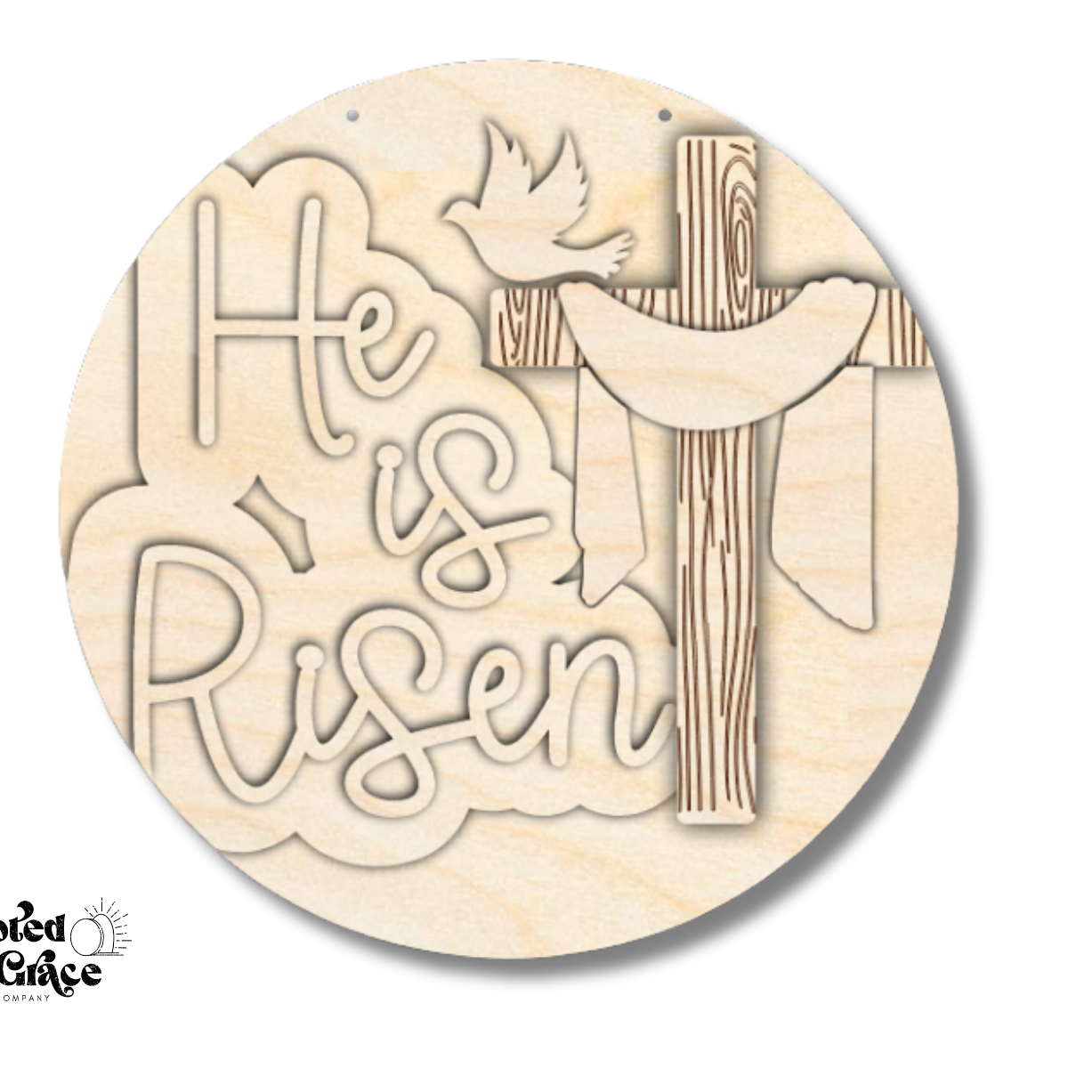 Unfinished Wood He Is Risen Cross Door Sign Kit | Rooted in Faith | 18 ...