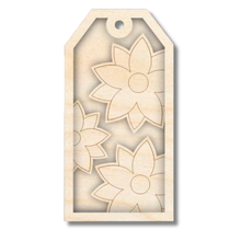 Load image into Gallery viewer, Unfinished Wood Etched Poinsettia Gift Tag | 3 Piece | Layered Gift Tags | up to 6&quot; DIY
