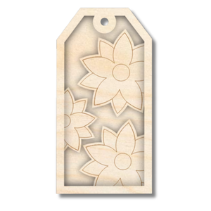 Unfinished Wood Etched Poinsettia Gift Tag | 3 Piece | Layered Gift Tags | up to 6" DIY